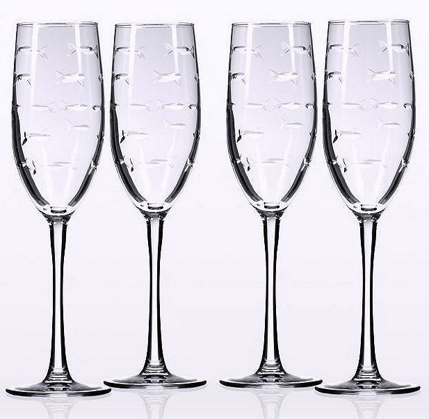 Etched Fish Coastal Barware/Stemware Collection - Nautical Luxuries