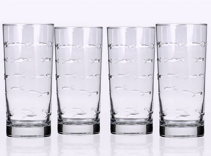 Etched Fish Coastal Barware/Stemware Collection - Nautical Luxuries