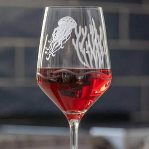 Ocean's Bounty Etched Wine Glass Set