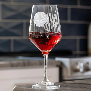 Ocean's Bounty Etched Wine Glass Set