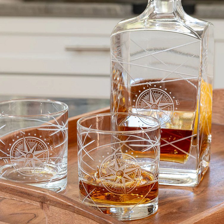 Navigator Compass Rose Whiskey Set - Nautical Luxuries