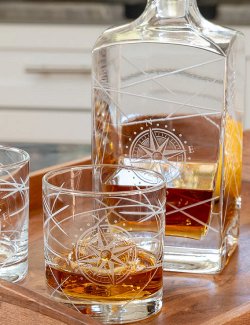 Navigator Compass Rose Whiskey Set - Nautical Luxuries