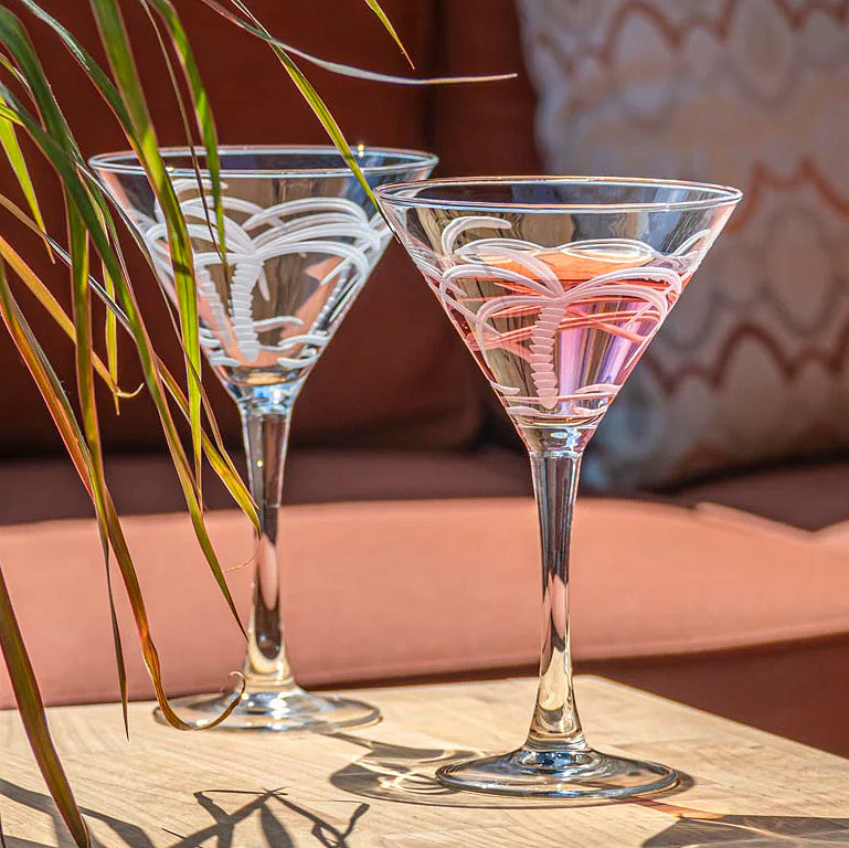 Palm Island Etched Glass Barware Collection - Nautical Luxuries