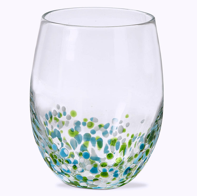 Surf Splash Hand-Blown Glass Wine Tumbler Set - Nautical Luxuries