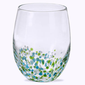 Surf Splash Hand-Blown Glass Wine Tumbler Set - Nautical Luxuries