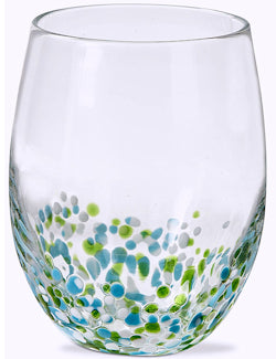 Surf Splash Hand-Blown Glass Wine Tumbler Set - Nautical Luxuries