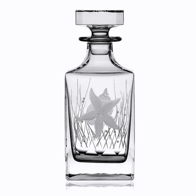 Sea Creatures Hand Engraved Varga Crystal Barware - Nautical Luxuries