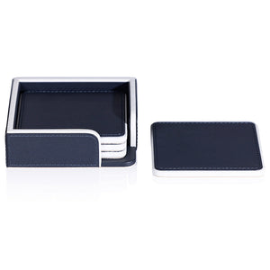 Admiral's Navy Leather Coaster Set