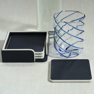 Admiral's Navy Leather Coaster Set