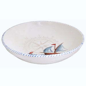 Italian Hand-Painted Ceramic Serving Set/Barca a Vela - Nautical Luxuries