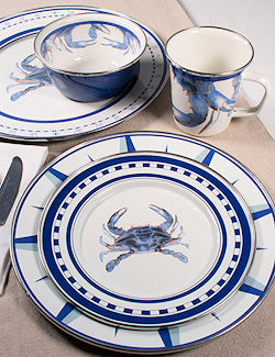 Blue Crab Porcelain Enamelware Dinnerware - Nautical Luxuries