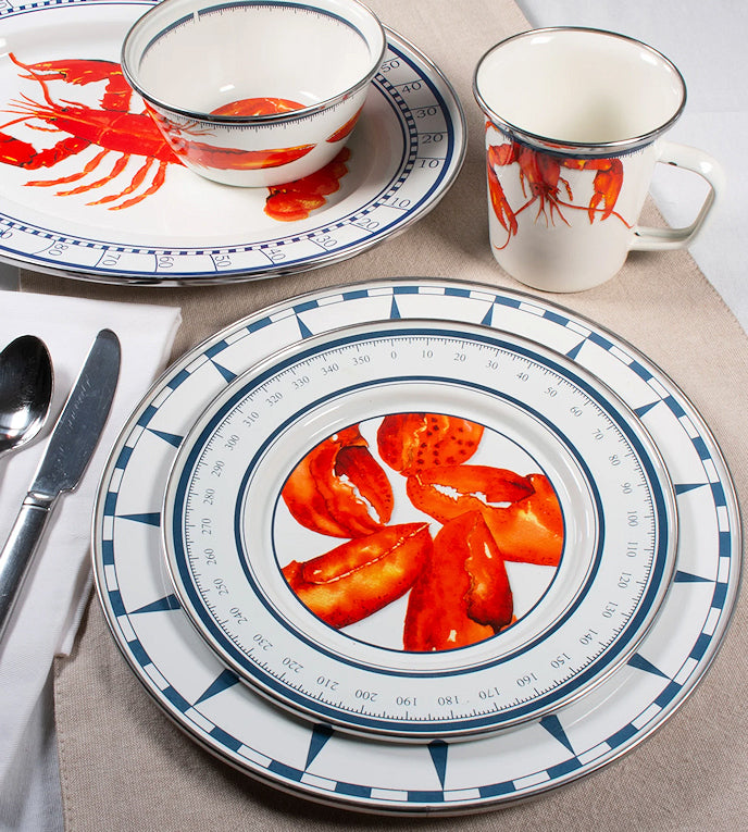 Red Lobster Porcelain Enamelware Dinnerware - Nautical Luxuries