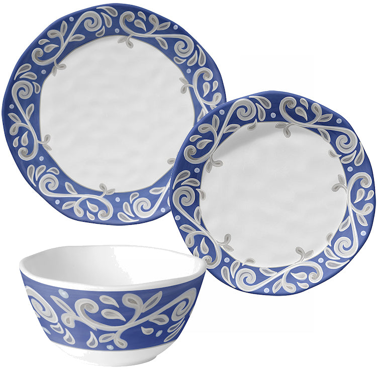 Firenze Blue Melamine Dinnerware Set - Nautical Luxuries