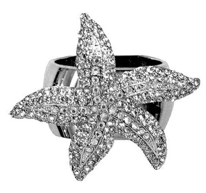 Swarovski Crystal Luxury Starfish Napkin Ring Set - Nautical Luxuries