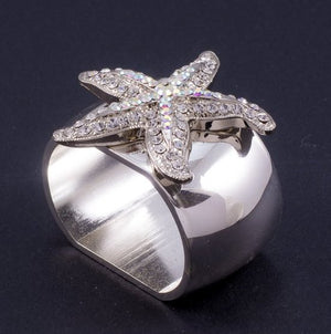 Swarovski Crystal Luxury Starfish Napkin Ring Set - Nautical Luxuries