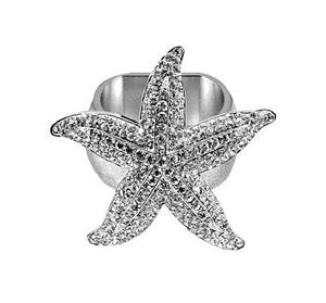 Swarovski Crystal Luxury Starfish Napkin Ring Set - Nautical Luxuries
