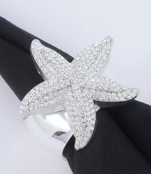 Swarovski Crystal Luxury Starfish Napkin Ring Set - Nautical Luxuries