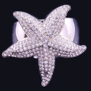 Swarovski Crystal Luxury Starfish Napkin Ring Set - Nautical Luxuries