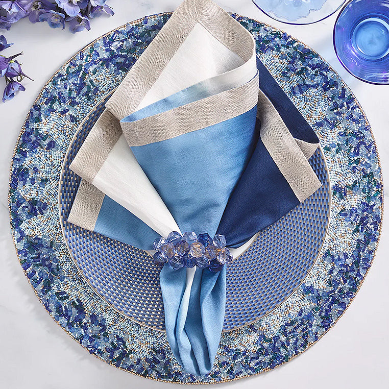 Glacier Blue Blocks Napkin Ring Set
