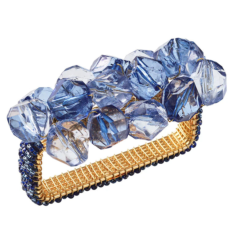 Glacier Blue Blocks Napkin Ring Set - Nautical Luxuries