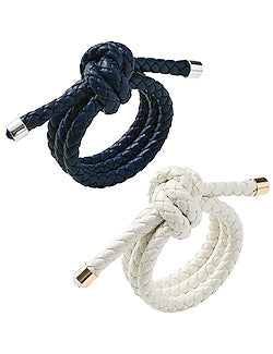 Yacht Knot 4-Pc. Braided Leather Napkin Ring Sets - Nautical Luxuries
