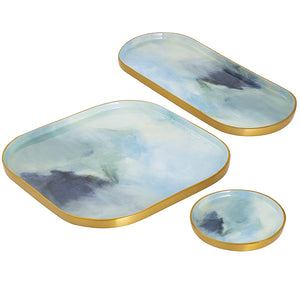 Bluewater Abstract Enameled Tray Set - Nautical Luxuries