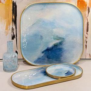 Bluewater Abstract Enameled Tray Set - Nautical Luxuries