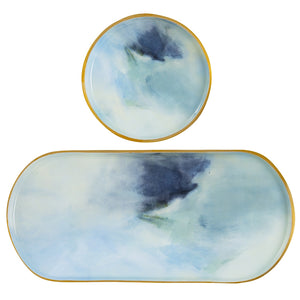 Bluewater Abstract Enameled Tray Set - Nautical Luxuries
