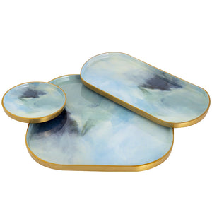 Bluewater Abstract Enameled Tray Set - Nautical Luxuries