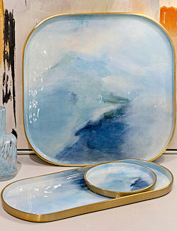 Bluewater Abstract Enameled Tray Set - Nautical Luxuries