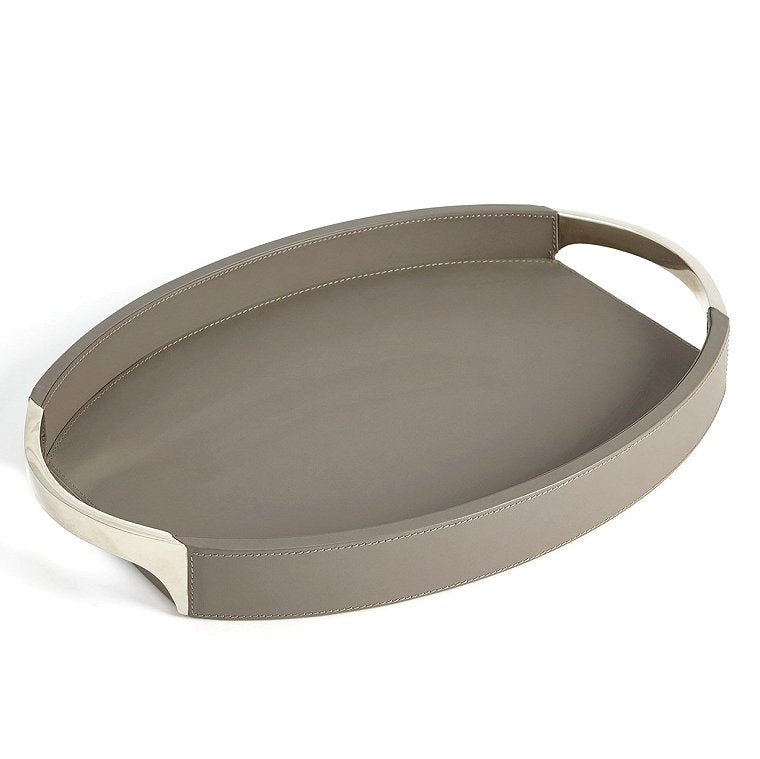 Dover Gray Leather Serving Trays - Nautical Luxuries