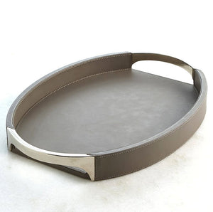 Dover Gray Leather Serving Trays - Nautical Luxuries