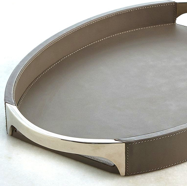 Dover Gray Leather Serving Trays - Nautical Luxuries