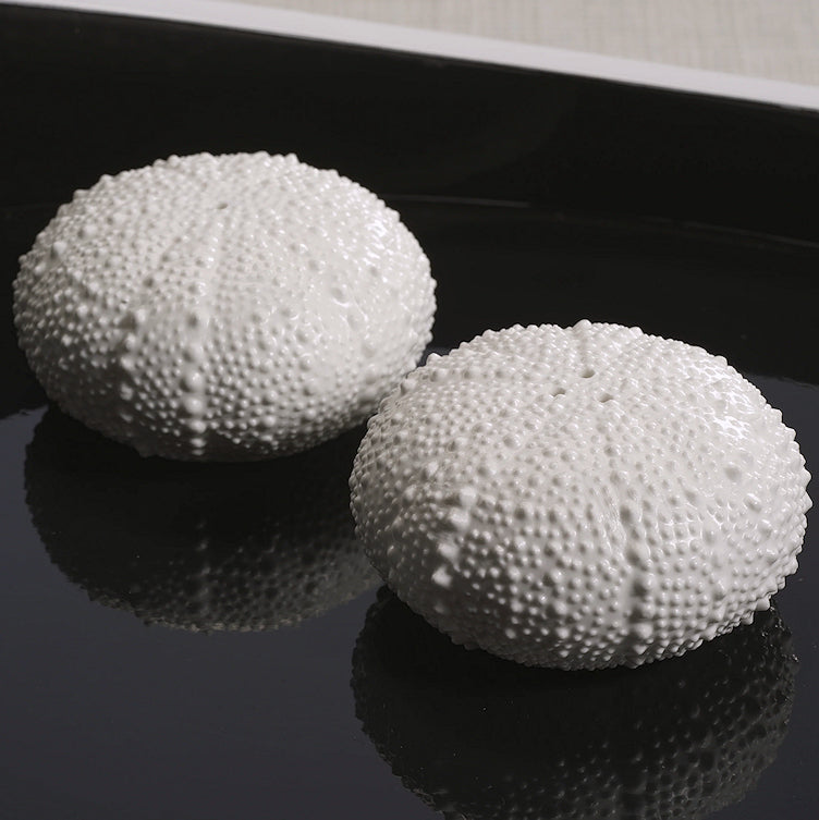 Bone China White Urchin Salt & Pepper Set - Nautical Luxuries