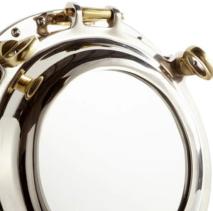Nickel & Brass Porthole Accent Mirror - Nautical Luxuries