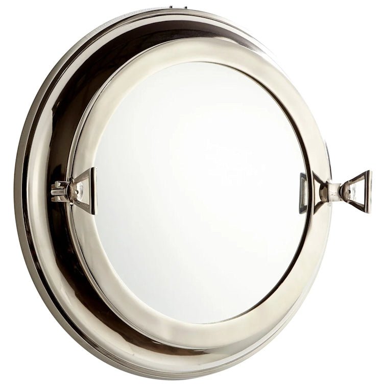 Contemporary Polished Nickel Porthole Mirror - Nautical Luxuries