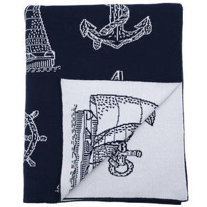 Nautical Icons Medium Weight Cotton Throw - Nautical Luxuries