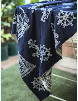 Nautical Classics Medium Weight Cotton Throws/Anchors Icons - Nautical Luxuries