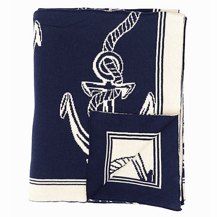 Nautical Classics Medium Weight Cotton Throws/Anchors Icons - Nautical Luxuries