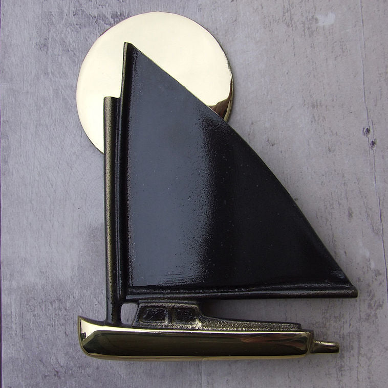 Beach Cottage Brass Sailboat Door Knocker - Nautical Luxuries