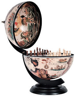Old World Globe Tabletop Chess Set - Nautical Luxuries