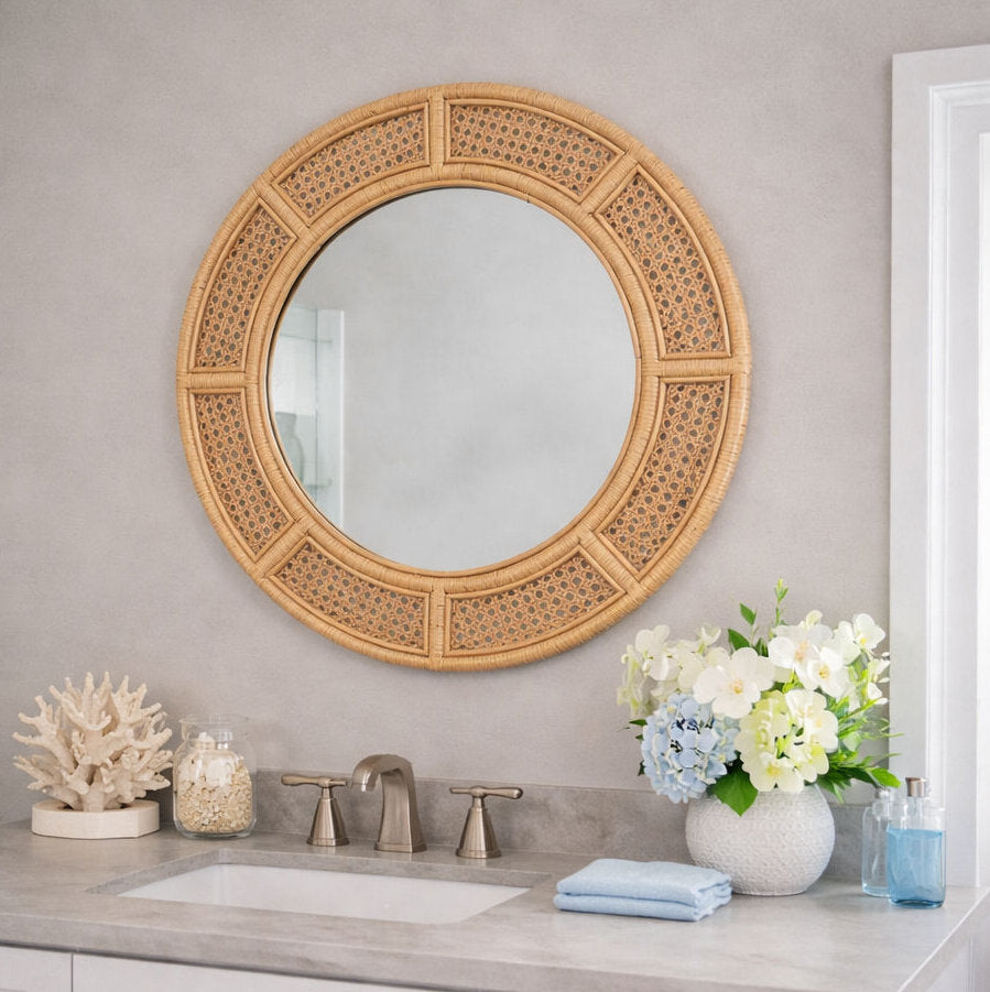 West Indies Tropical Cane Mirror - Nautical Luxuries
