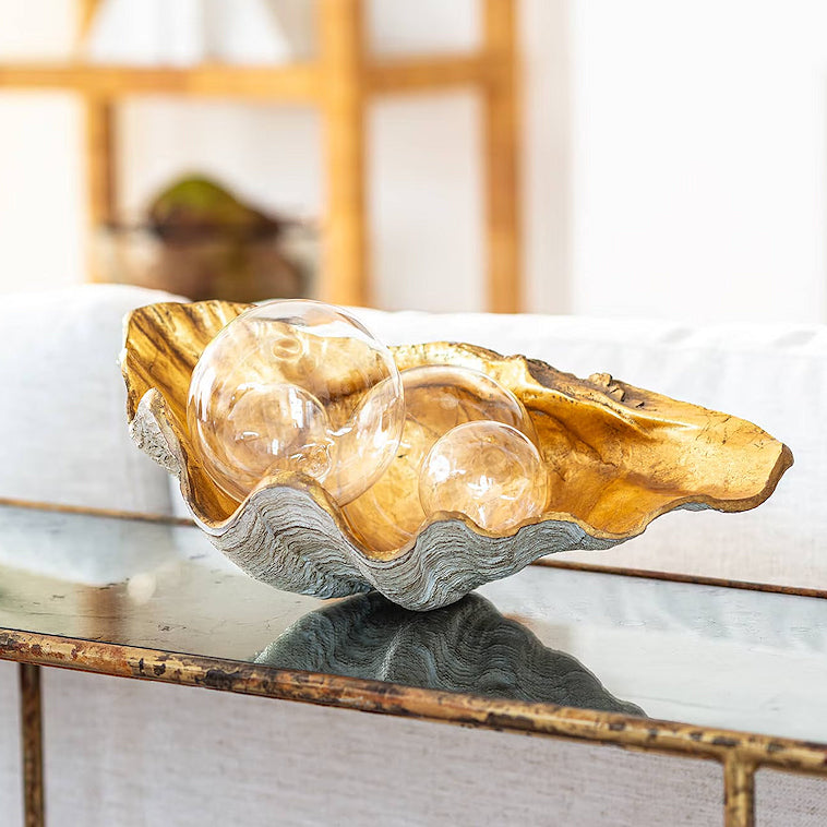 Golden Luxury Clamshell Display Bowl | Nautical Luxuries