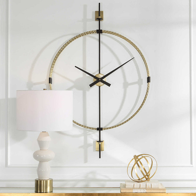 Brass Rigged Contemporary Nautical Wall Clock - Nautical Luxuries
