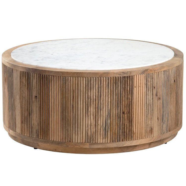 Reeded Mango Wood Cocktail Table - Nautical Luxuries