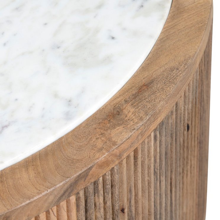 Reeded Mango Wood Cocktail Table - Nautical Luxuries