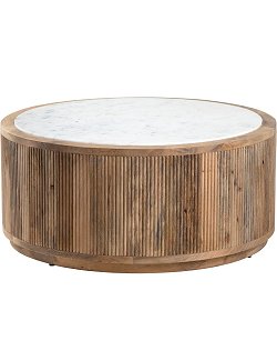 Reeded Mango Wood Cocktail Table - Nautical Luxuries