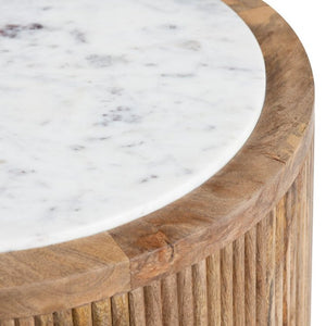 Reeded Mango Wood End Table - Nautical Luxuries