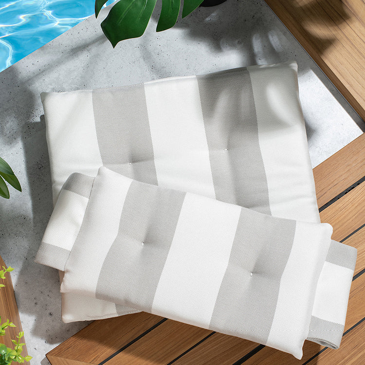 Yachting Teak Collection Luxe Striped Cushion Deck Chairs - Nautical Luxuries