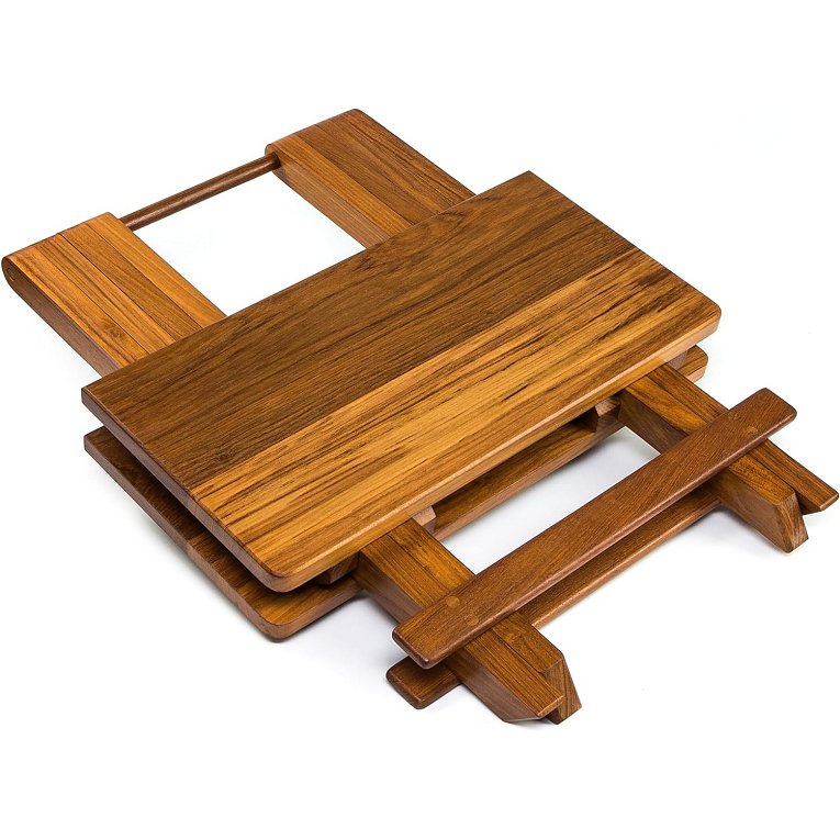 Yachting Teak Collection Smooth Top Square Folding Side Table - Nautical Luxuries